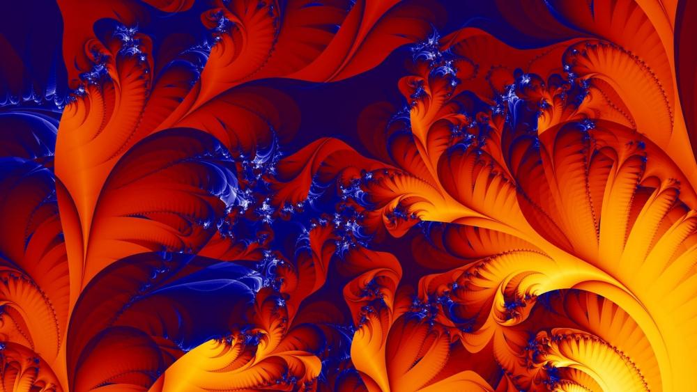 Orange and blue fractal art wallpaper