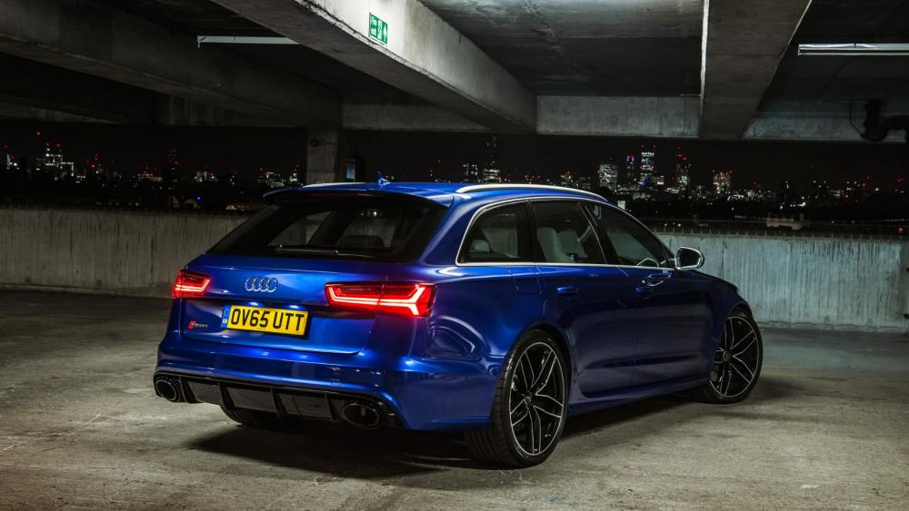 Blue Audi RS6 Avant Under City Lights wallpaper