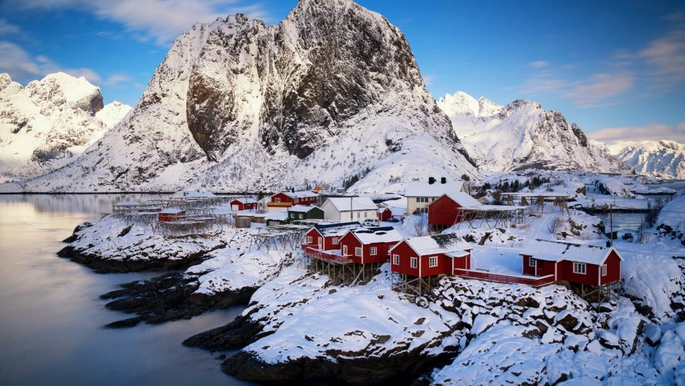 Fishing village in Norway wallpaper
