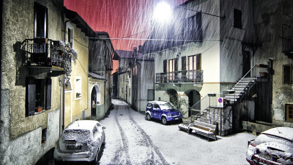 Snowfall in Piemonte, Italy wallpaper