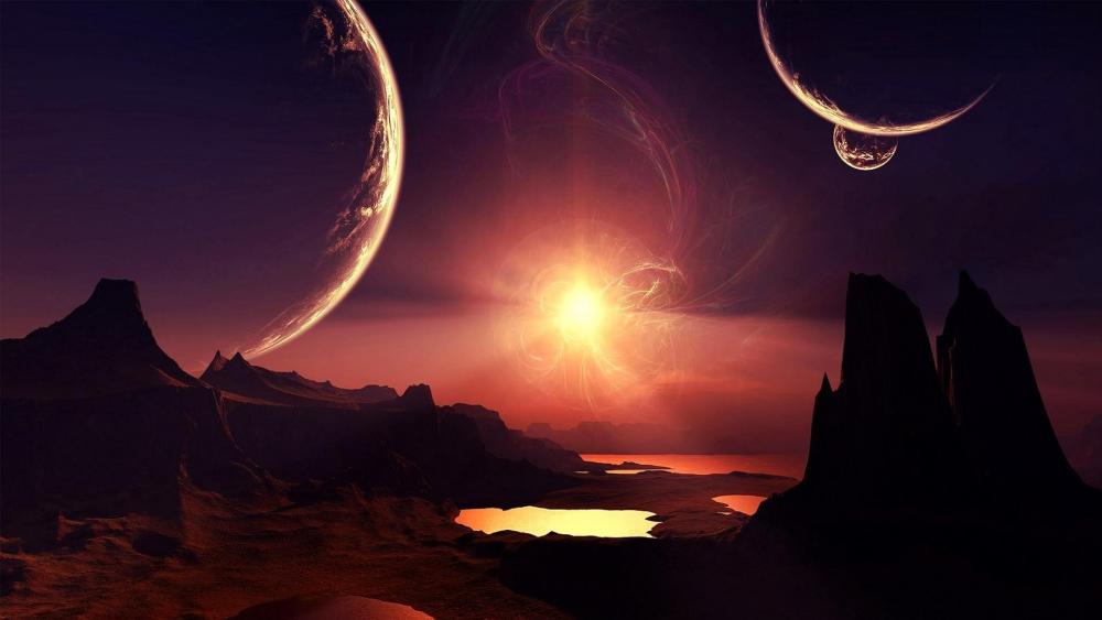 Sunset in the planet wallpaper