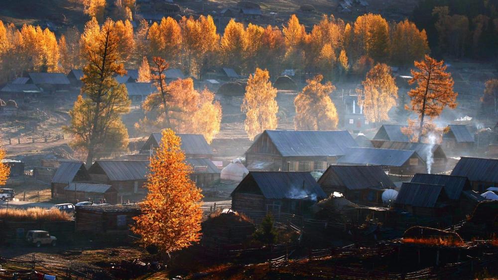 Tuva town in late autumn wallpaper