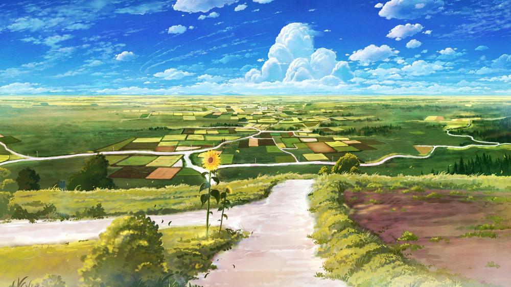 Country road - Anime landscape wallpaper