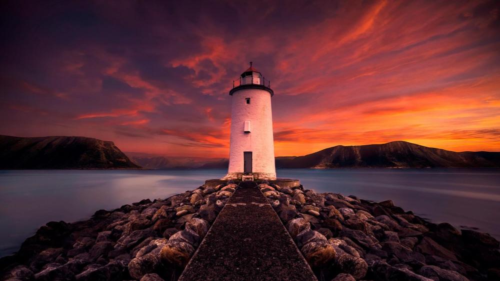 Lighthouse in the sunset wallpaper