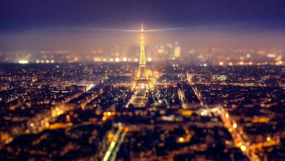 Paris at night - Tilt-shift photography wallpaper