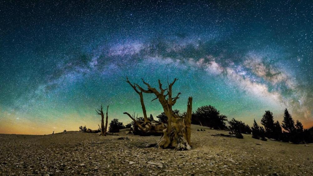 Milky Way time-lapse photography wallpaper