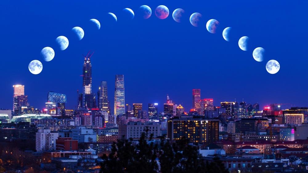 Total lunar eclipse in Beijing wallpaper