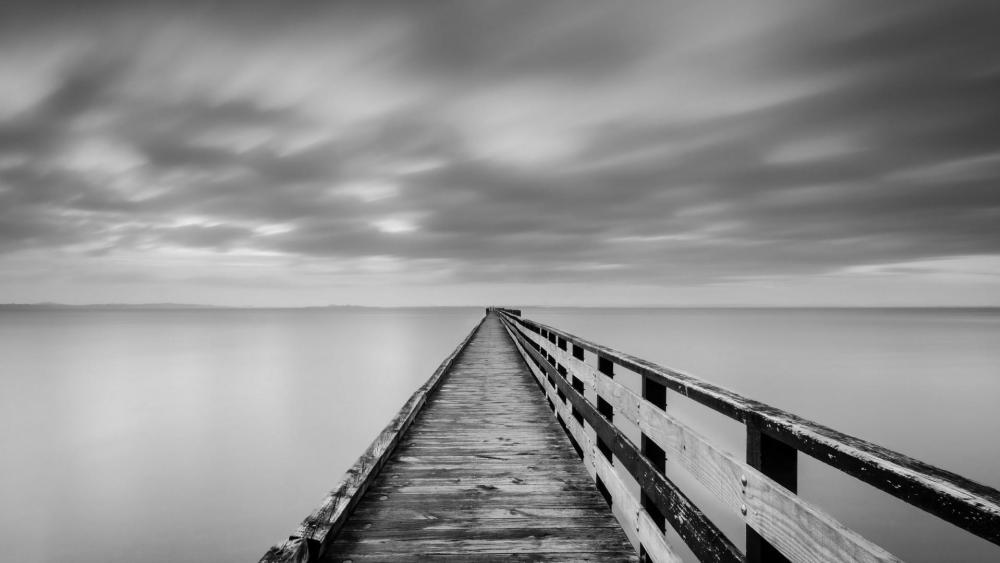 Long pier - Monochrome photography wallpaper