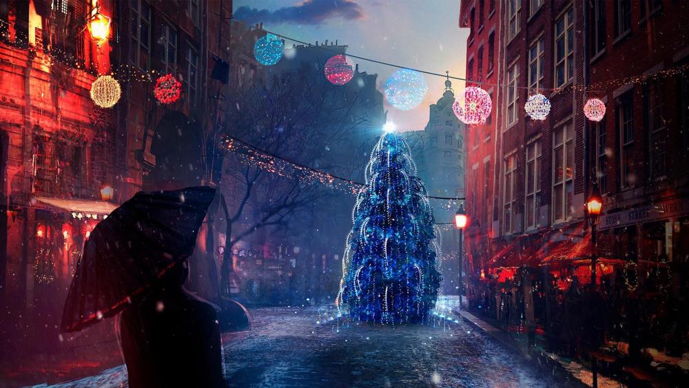 Christmas Eve lights - Digital art wallpaper