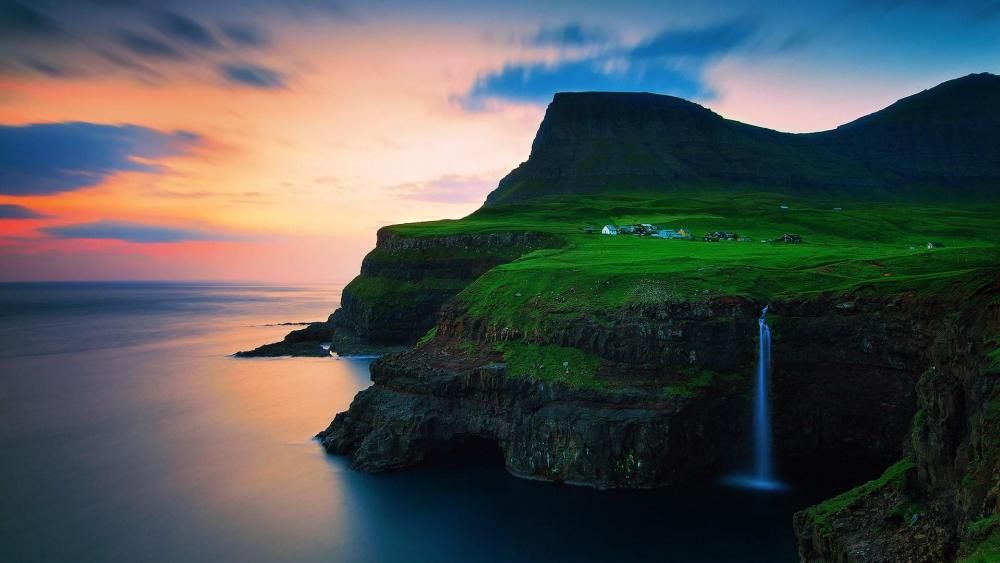 Mulafossur Waterfall - Vagar Island, Faroe Islands wallpaper