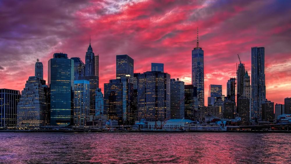 New York City at dusk wallpaper