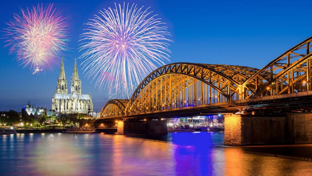 Cologne fireworks wallpaper