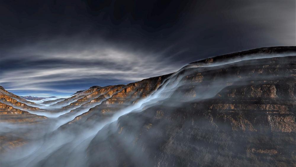 Morning mist in the mountains wallpaper