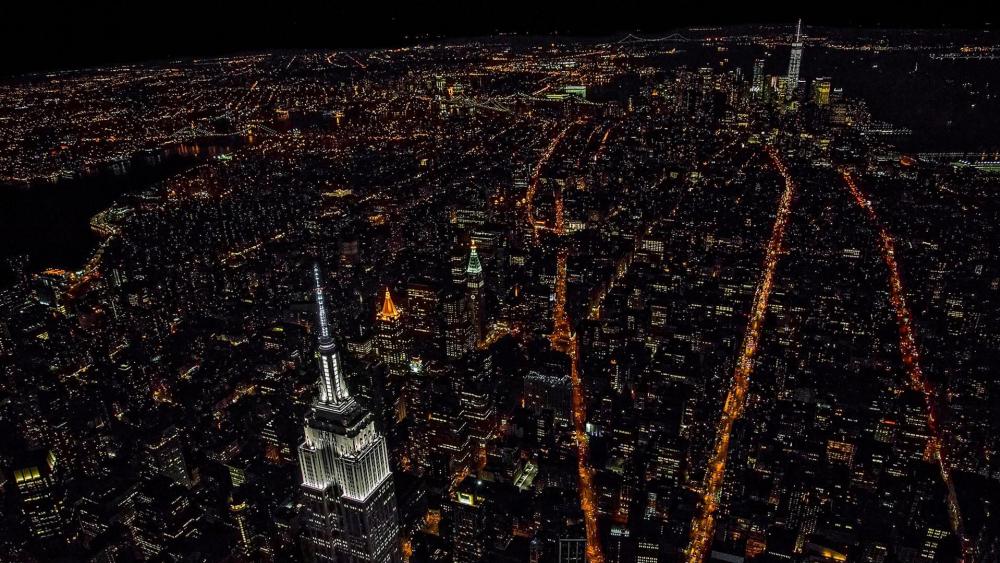 City lights aerial view wallpaper