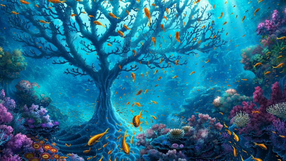 Coral tree in the ocean - Fantasy art wallpaper