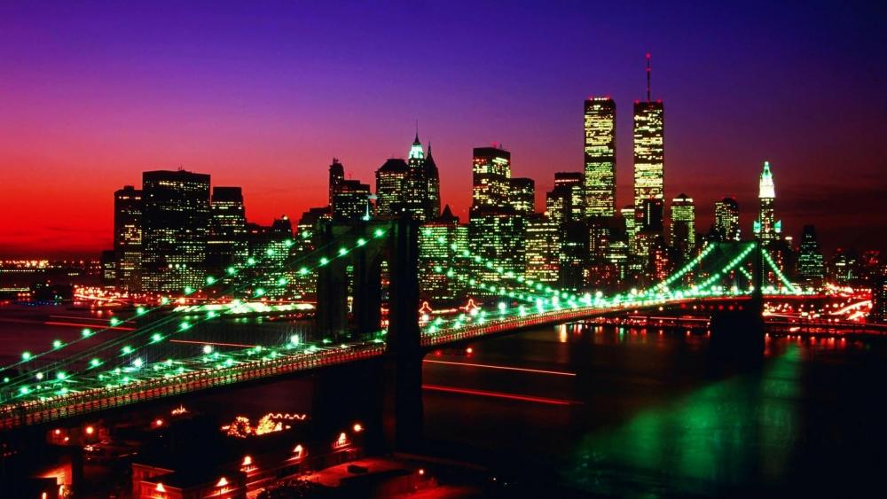 Brooklyn Bridge at night wallpaper