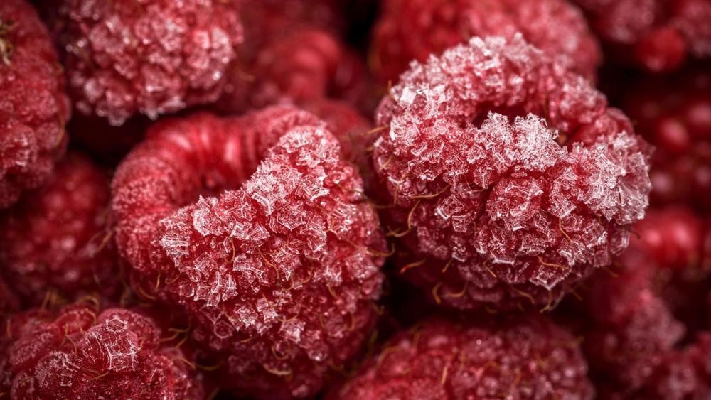 Frozen raspberries wallpaper
