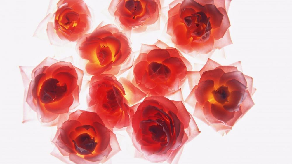 Fire red roses wallpaper