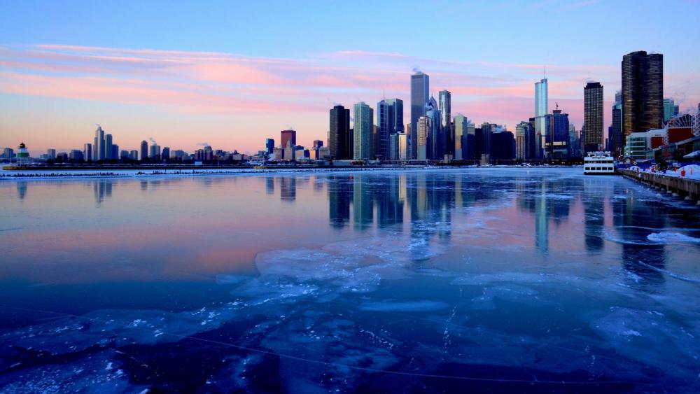 Chicago in winter wallpaper