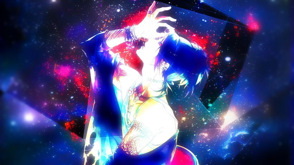 Galactic Anime Boy in a Vivid Universe wallpaper