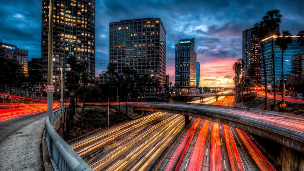 Los Angeles downtown at dusk wallpaper