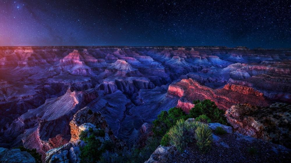 Grand Canyon National Park under the starry sky wallpaper