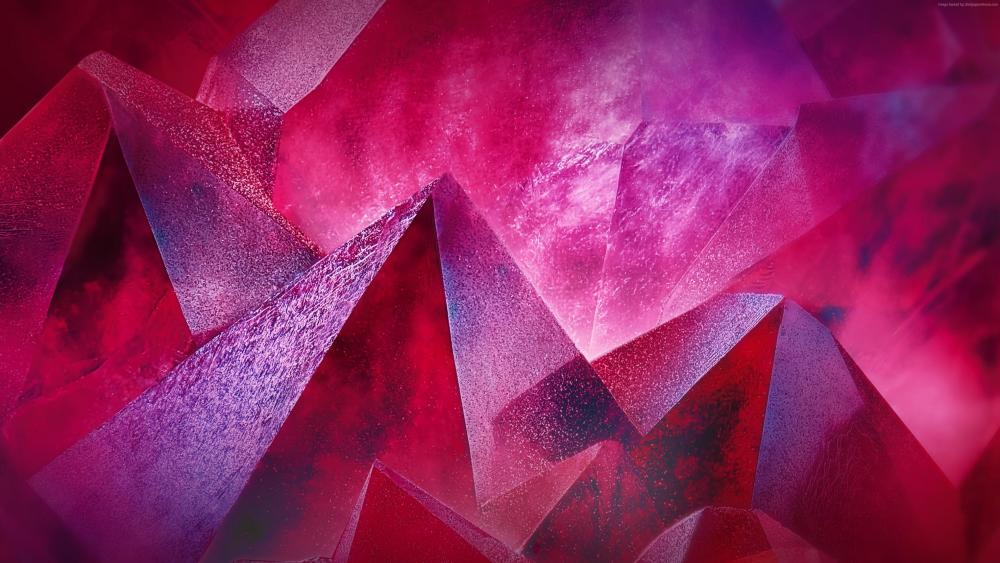 Red crystal abstract art wallpaper