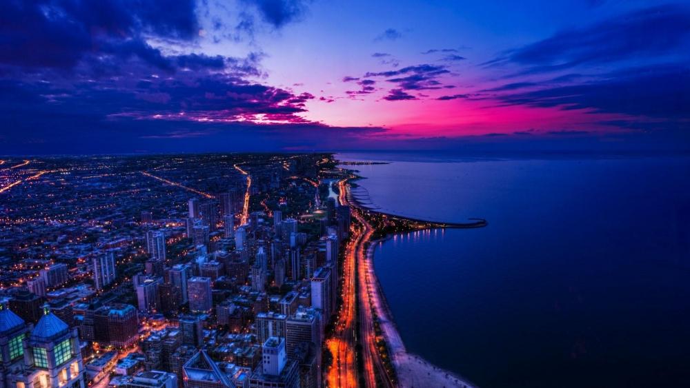 Chicago city sunset wallpaper