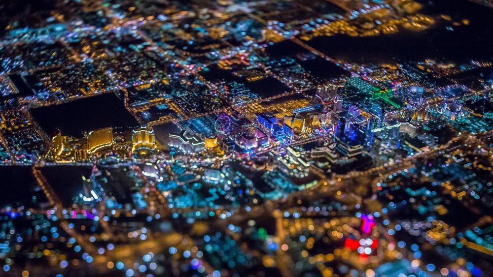 Las Vegas aerial view at night wallpaper