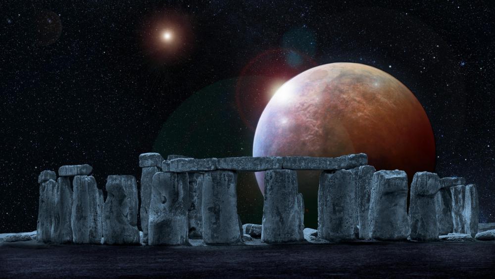 Stonehenge full moon - Fantasy art wallpaper