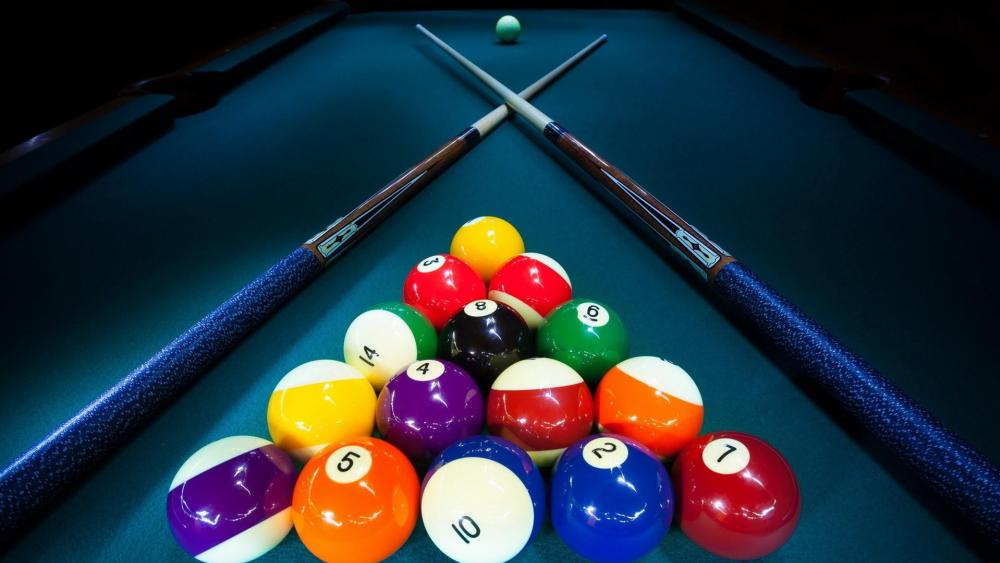 Pool Cues and balls wallpaper