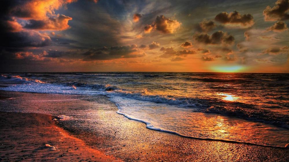 Seaside sunset wallpaper