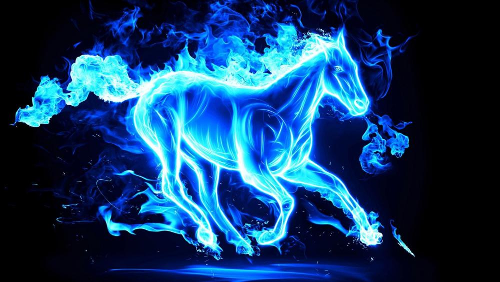Blue horse - Digital art wallpaper