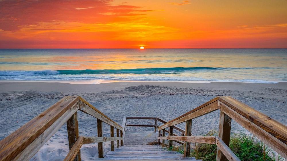 Coral Cove Park stairs at sunrise (Florida) wallpaper