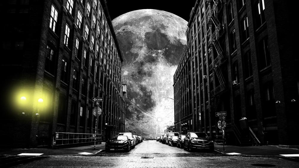 The moon at the end of the street wallpaper