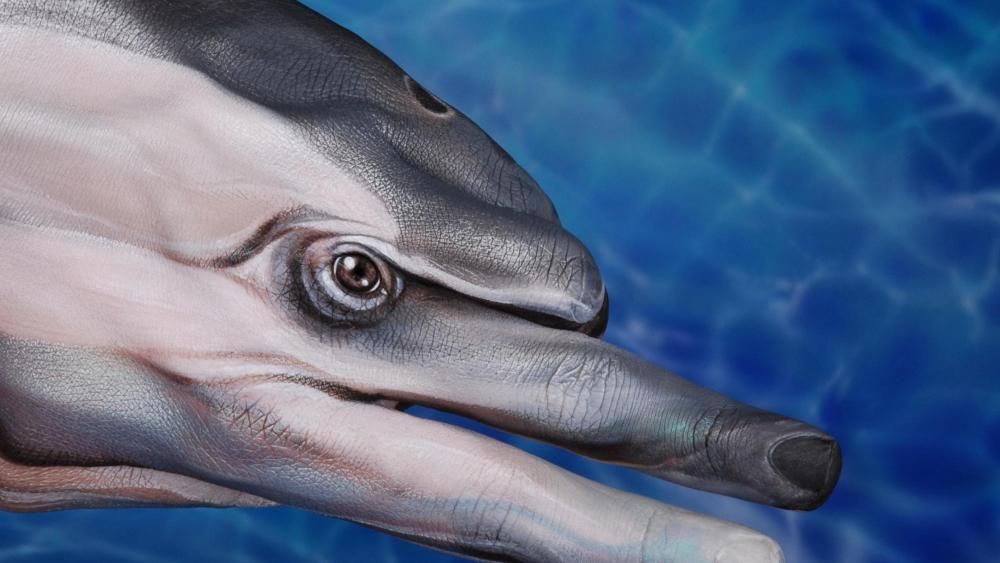 Dolphin finger painting wallpaper