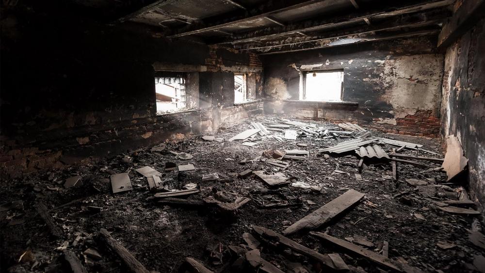 Room destroyed by fire wallpaper