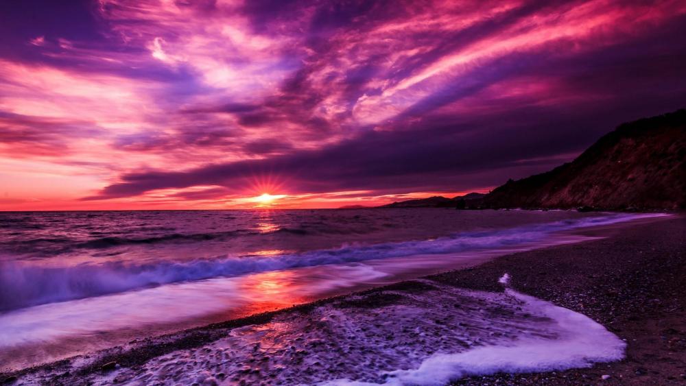Purple clouds at sunset wallpaper
