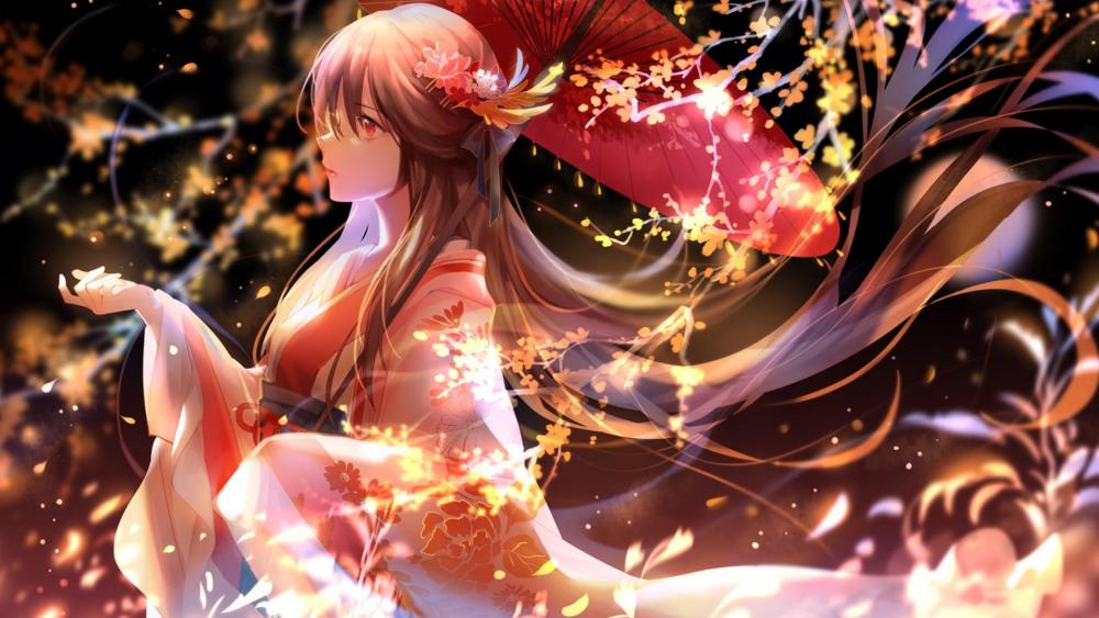Autumn Elegance in Anime Art wallpaper