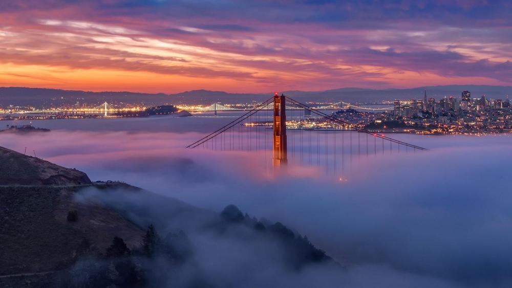 San Francisco and Golden Gate Bridge wallpaper