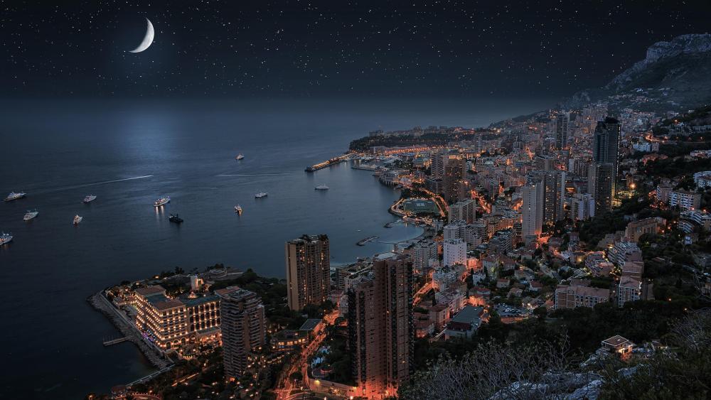 Monte-Carlo under the moonlight (Monaco) wallpaper