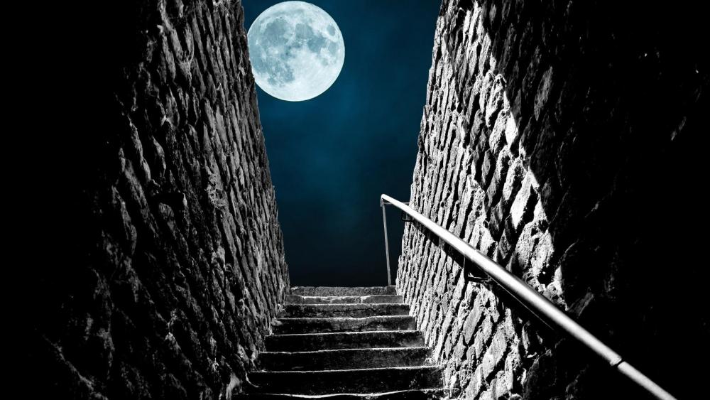 Full moon from the stairs wallpaper