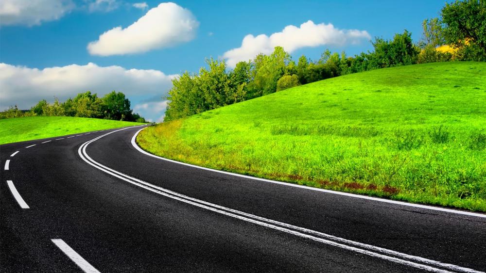 Green and Road wallpaper