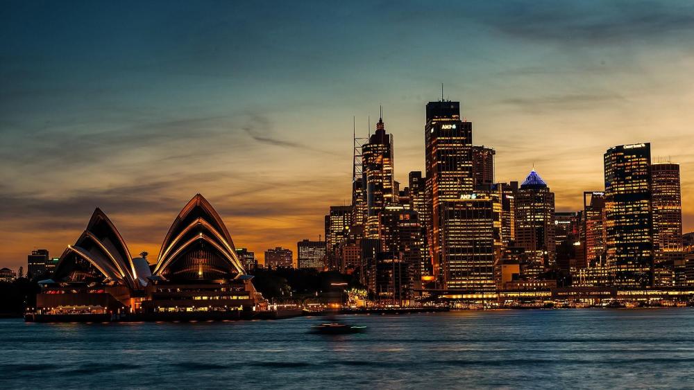 Sydney Opera House at dusk wallpaper