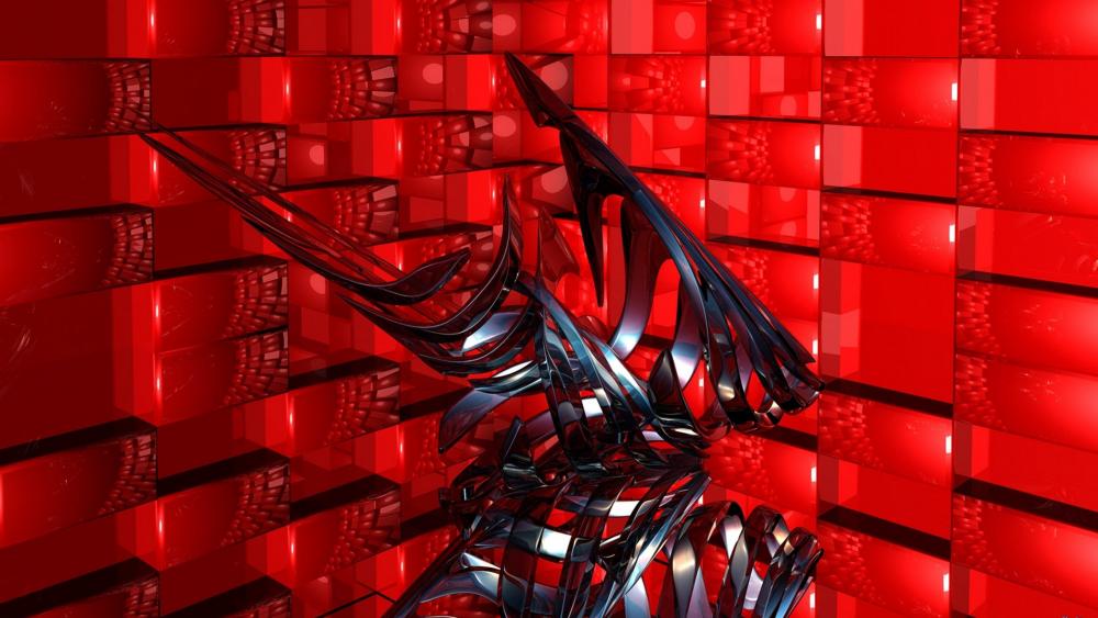 3D red abstract art wallpaper