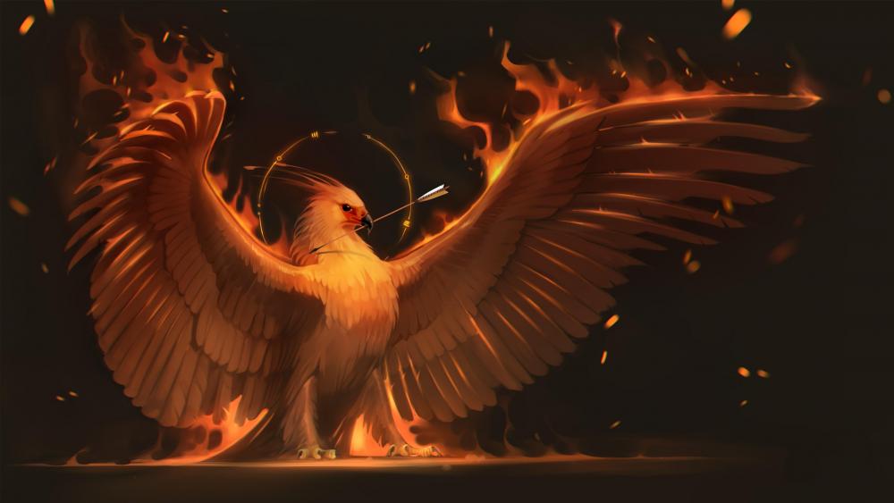 Flaming Phoenix bird wallpaper