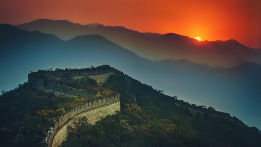Great Wall of China at sunset wallpaper