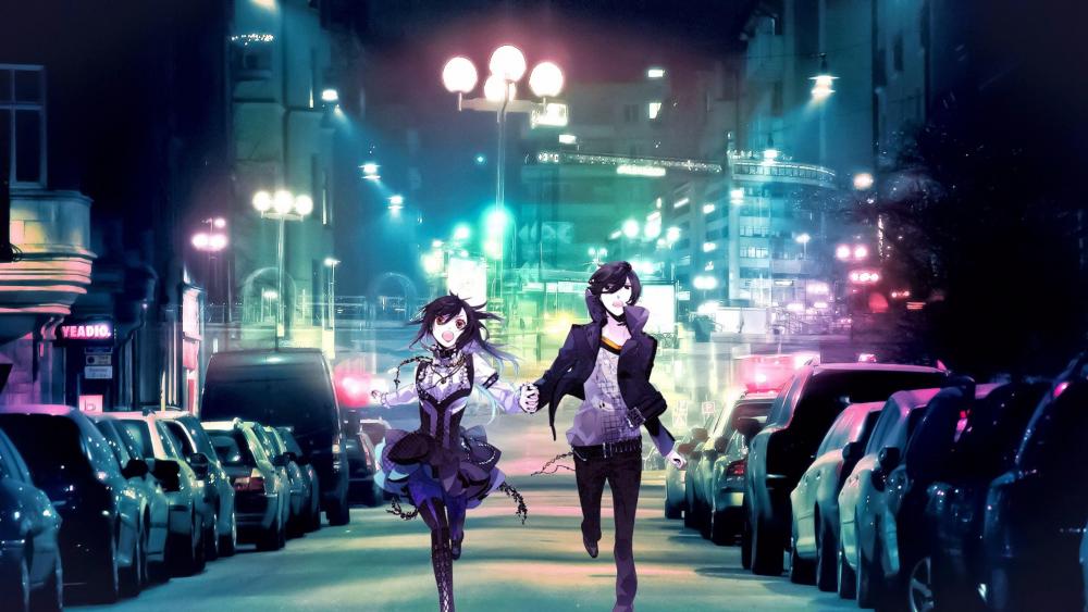 Anime Romance in the City Lights wallpaper