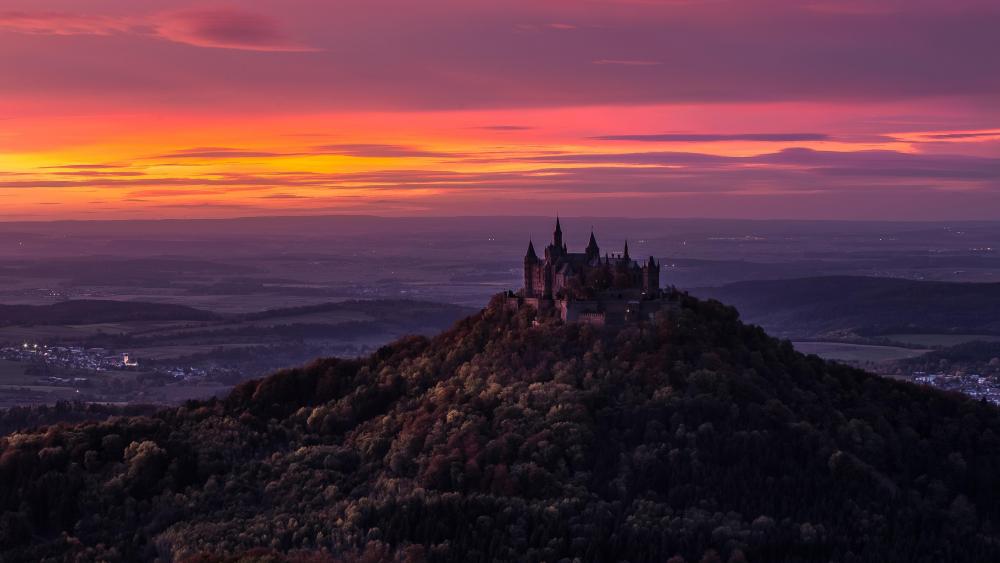 Hohenzollern Castle at sunset wallpaper