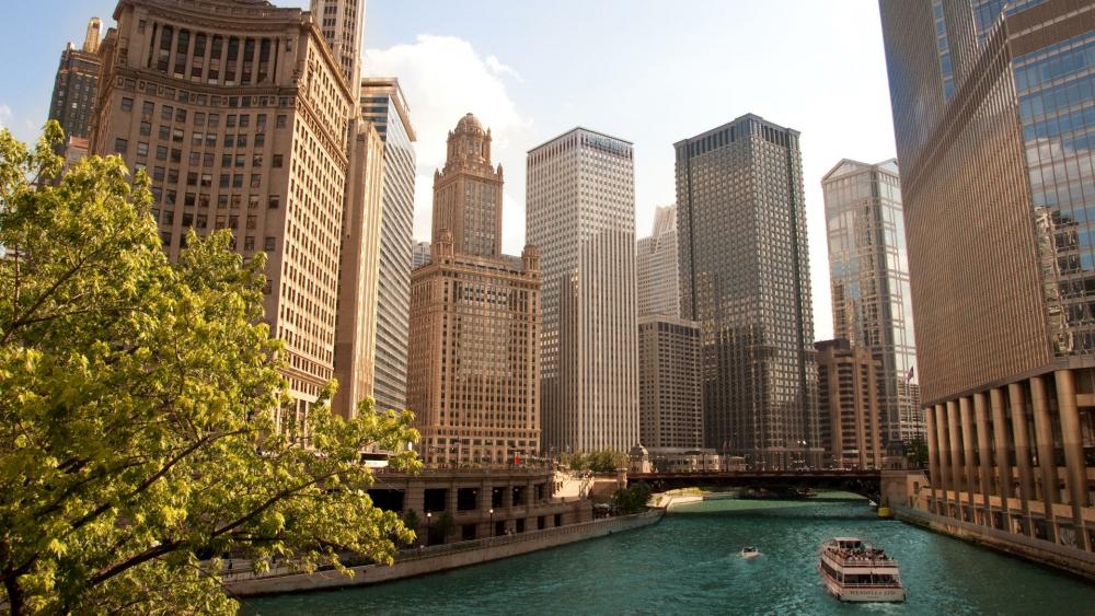Chicago River skyscrapers wallpaper